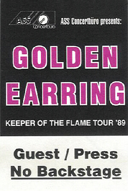Personalised Golden Earring German Keeper of the Flame tour backstage pass Guest\Press